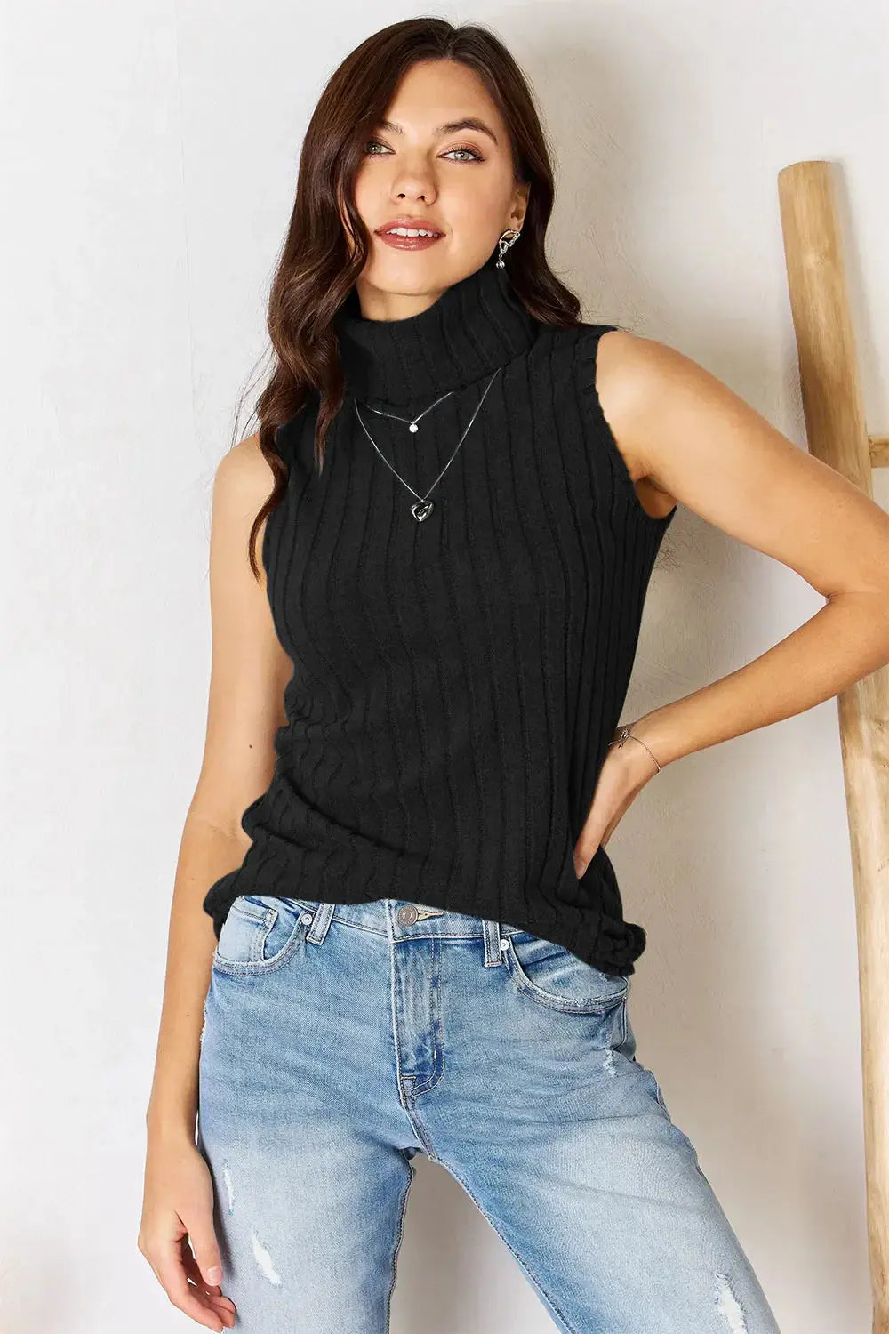 Basic Bae Full Size Ribbed Turtleneck Tank - Love Salve
